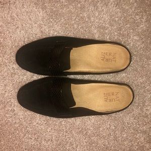 Naturalizer black suede loafer slides, size 8.5